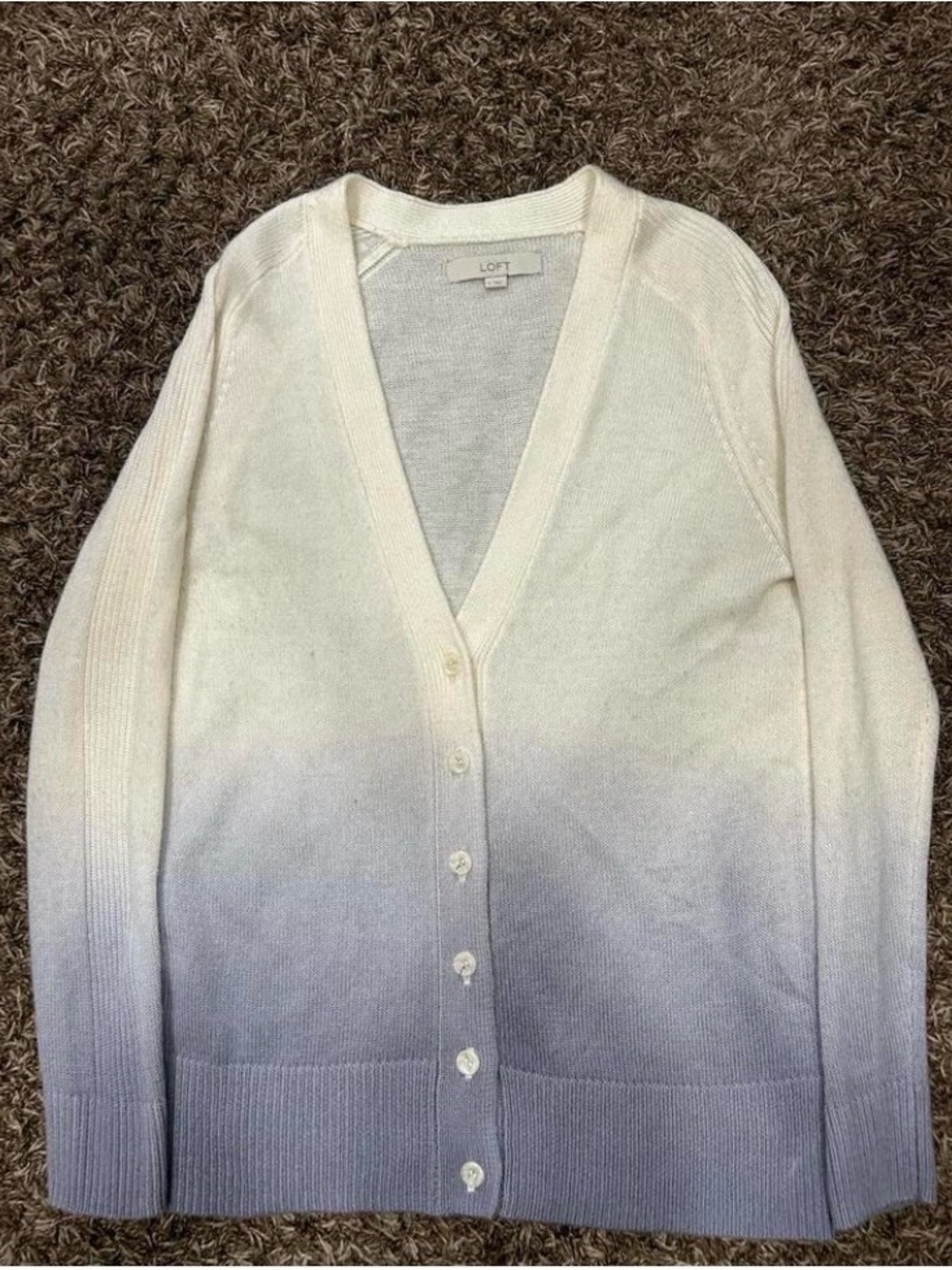 LOFT Ombre V-Neck Button Cardigan